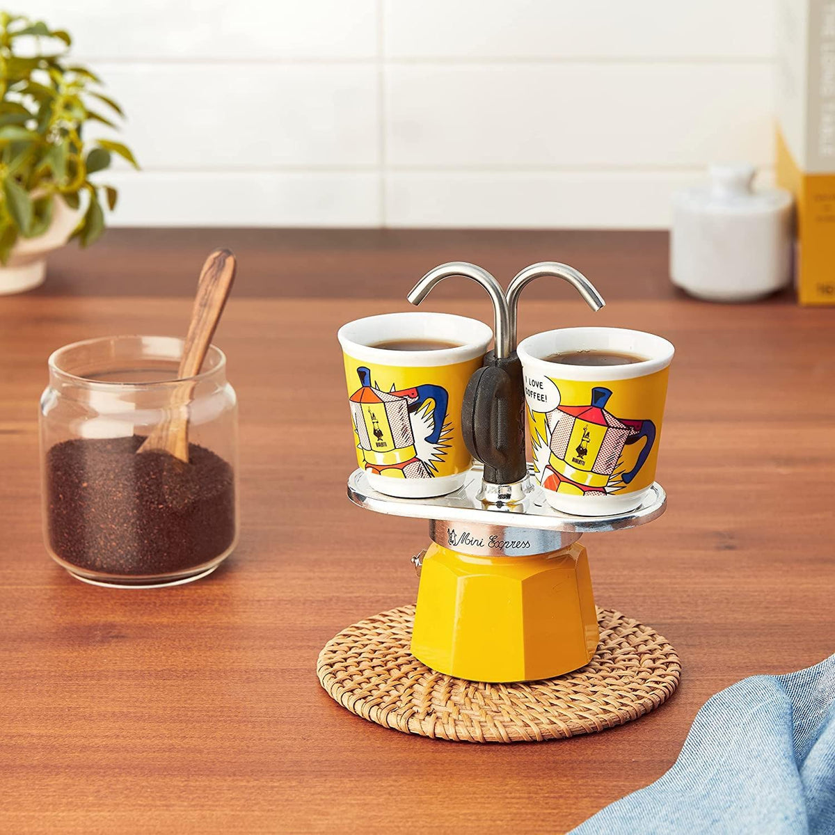 Bialetti Mini Express Lichtenstein – 2 Cup (60 ml) with Bicchierini Cups