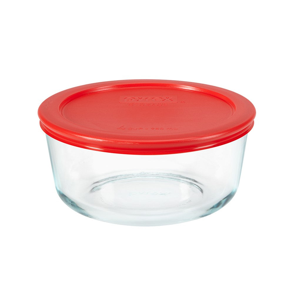 Pyrex Glass Round Container - Red (946mL)