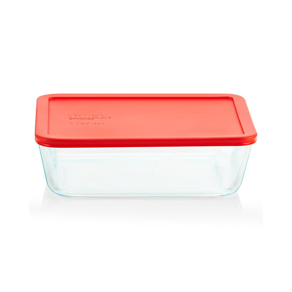 Pyrex Glass Rectangle Container - Red (1.4L)