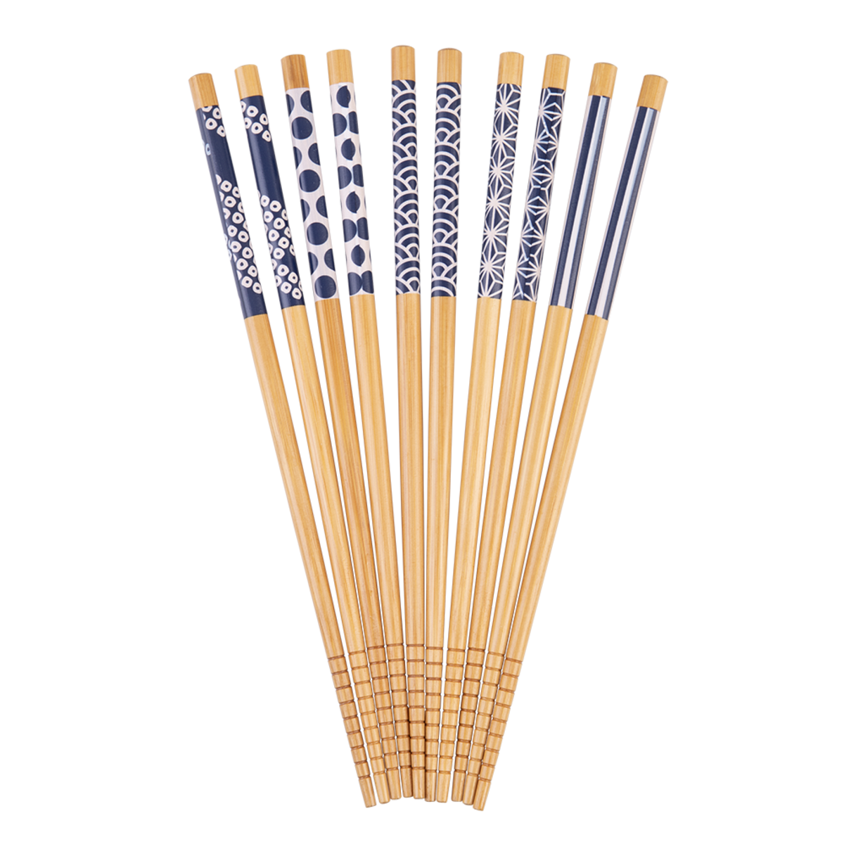 D.Line Bamboo Chopsticks Set 5 - Blue & White Decal
