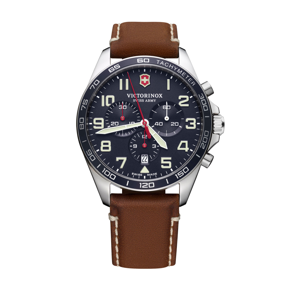 Victorinox FieldForce Chronograph Blue Dial on Brown Leather Strap
