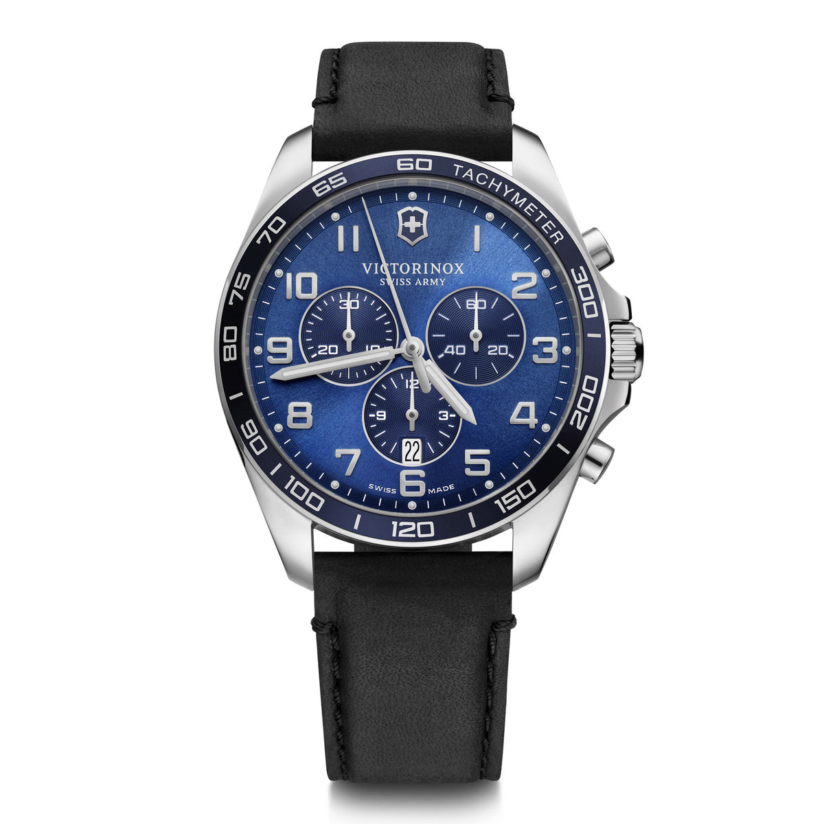 Victorinox FieldForce Classic Chronograph Blue Dial on Black Leather Strap