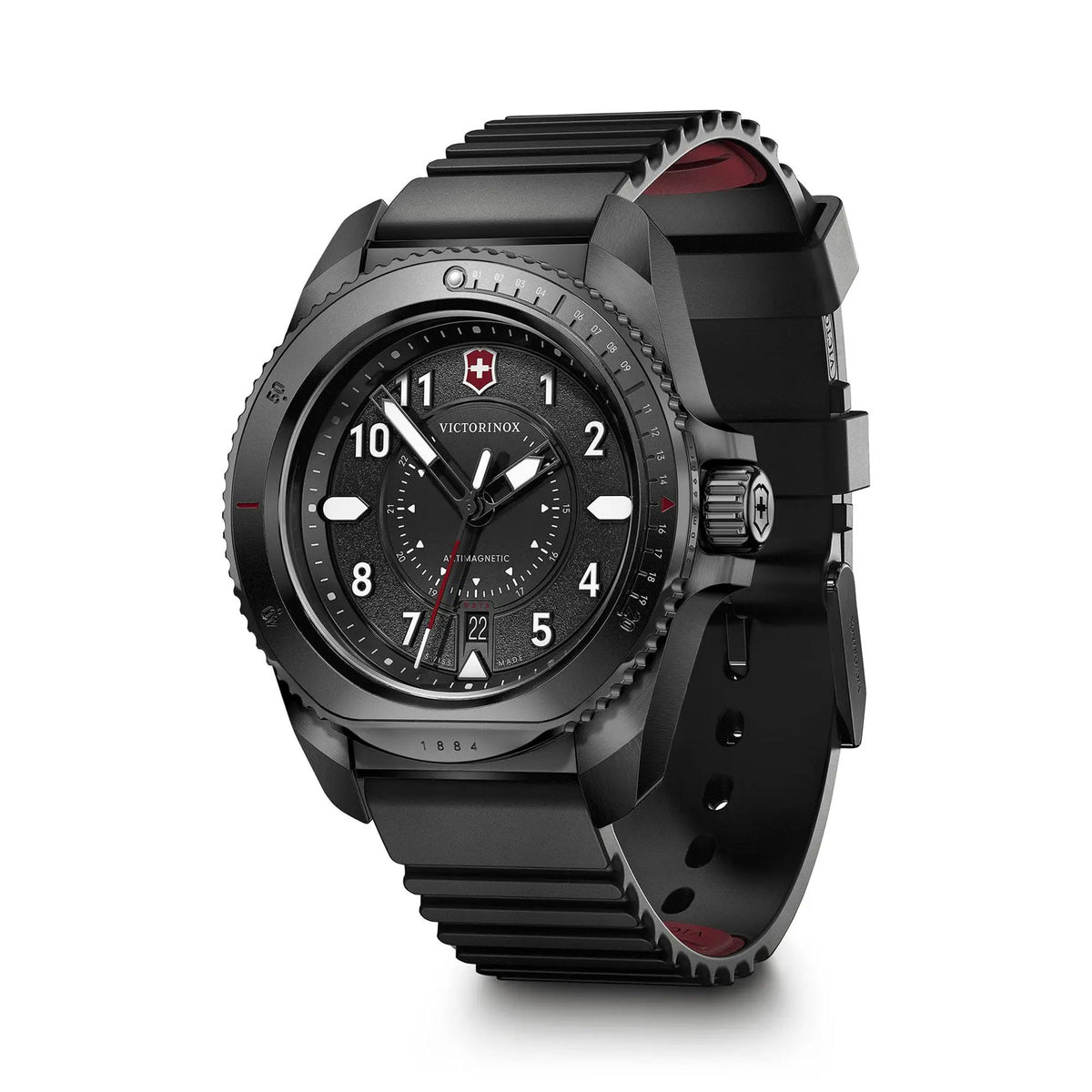 Victorinox Journey 1884 Black Dial on Black Rubber Strap