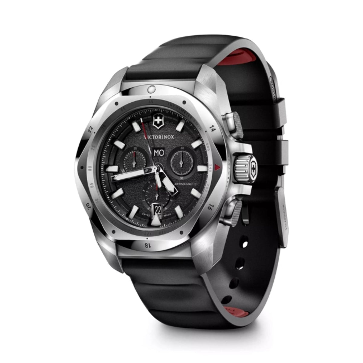 Victorinox I.N.O.X. Chronograph Stainless Steel Black Dial on Black Rubber Strap