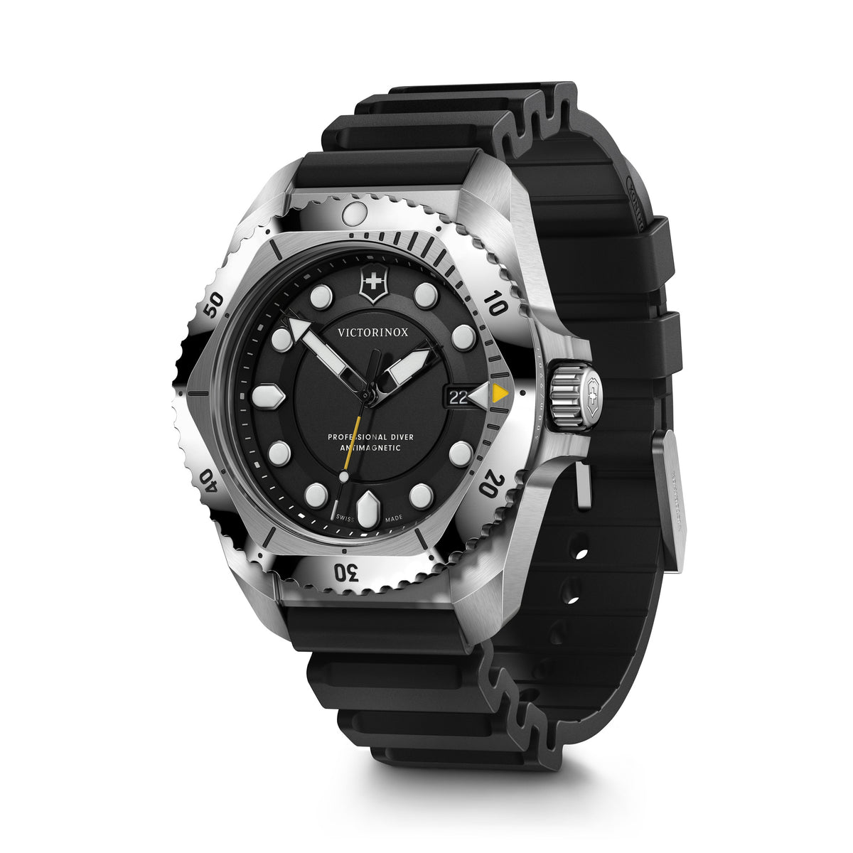 Victorinox Dive Pro Silver Black Dial on Black Rubber Strap