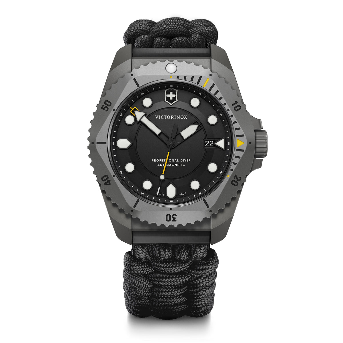 Victorinox Dive Pro Grey Black Dial on Black Paracord Strap