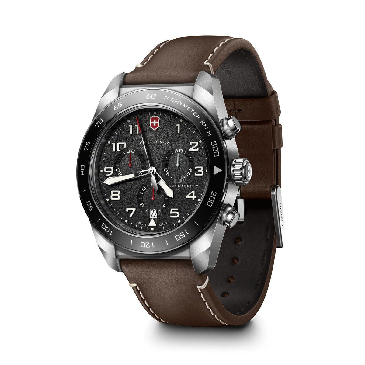 Victorinox Swiss Army Chronograph Black Dial on Brown Leather Strap