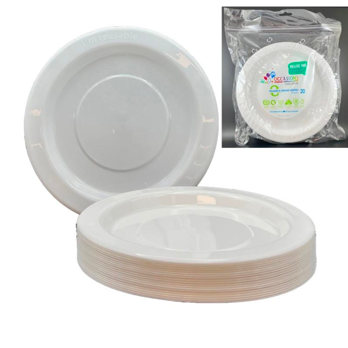 Occasions White Dinner Plate (20 Pack)