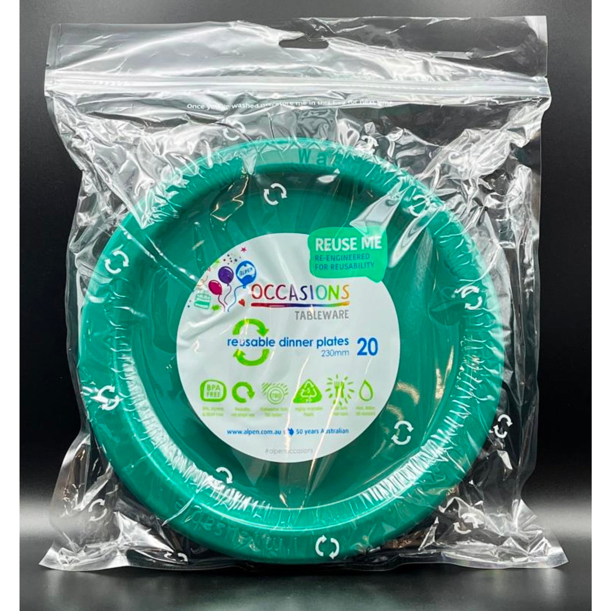 Occasions Green Dinner Plate (20 Pack)