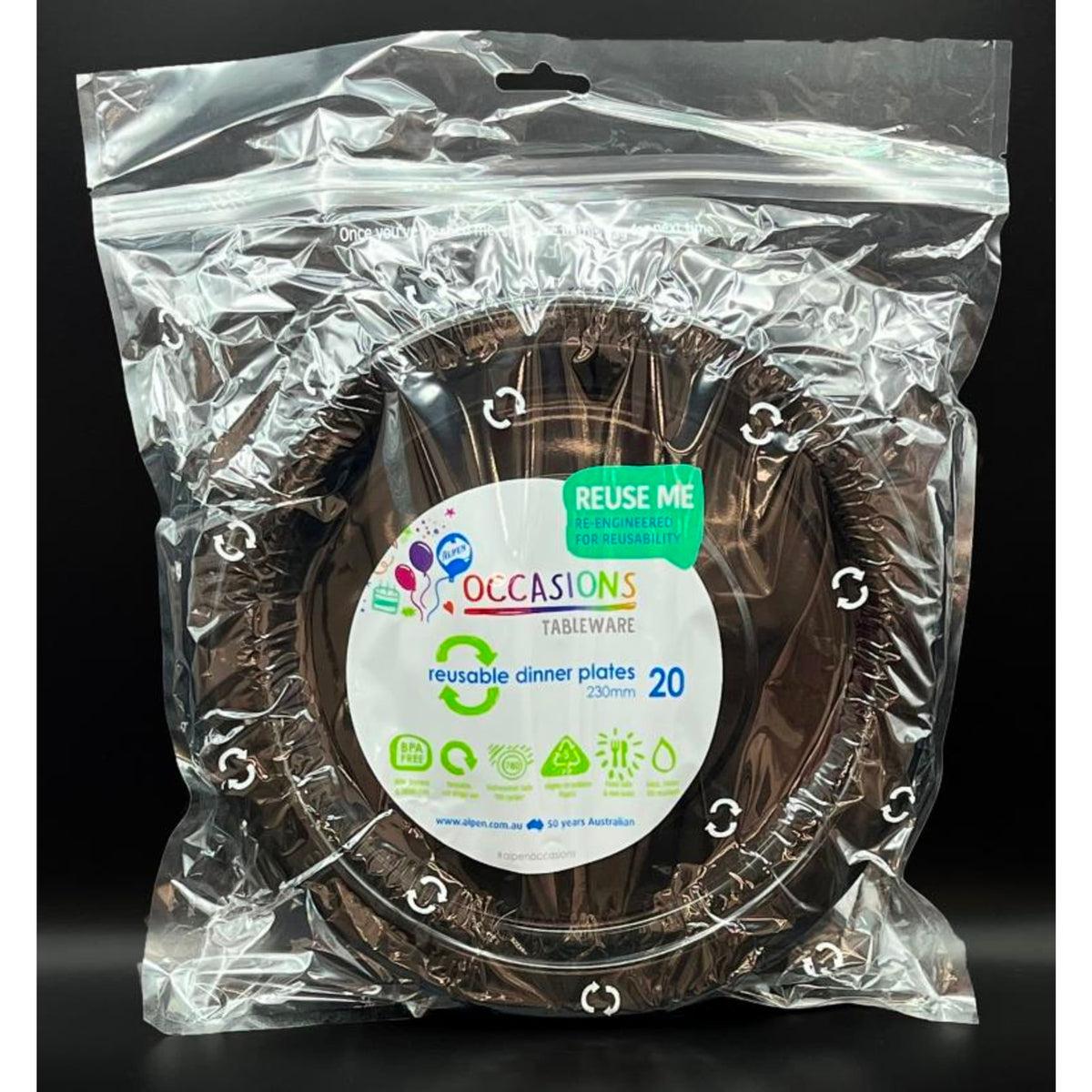 Occasions Black Dinner Plate (20 Pack)