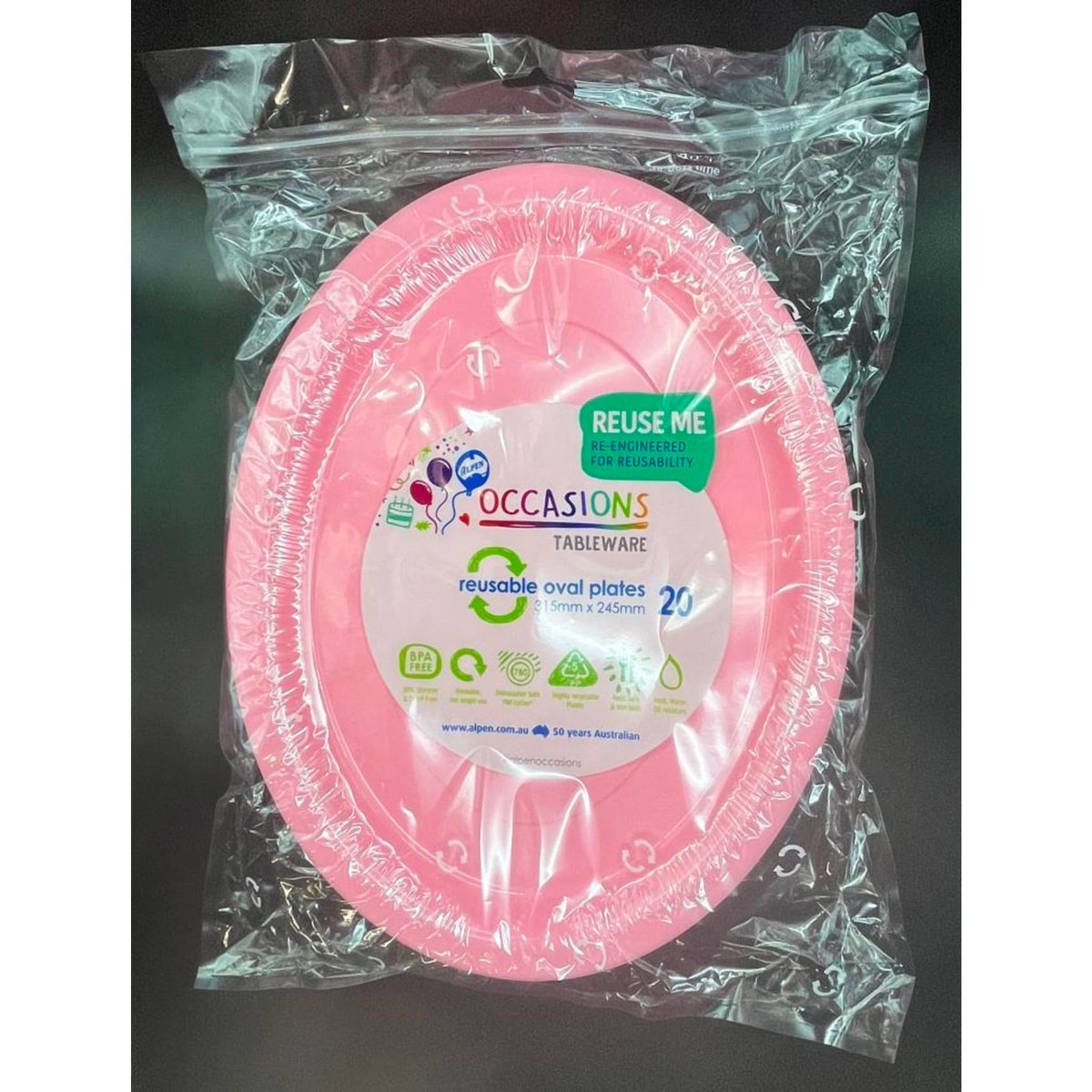 Occasions Light Pink Oval Plate 315x245mm (20 Pack)
