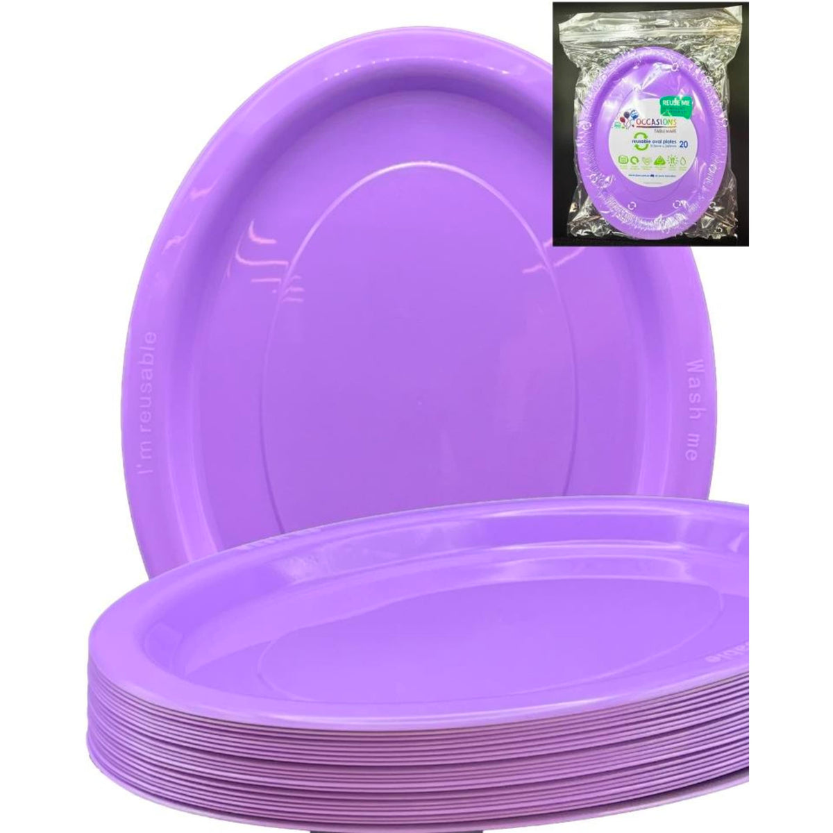 Occasions Lavender Oval Plate 315x245mm (20 Pack)