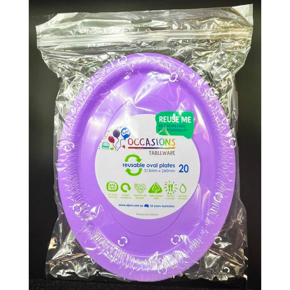 Occasions Lavender Oval Plate 315x245mm (20 Pack)