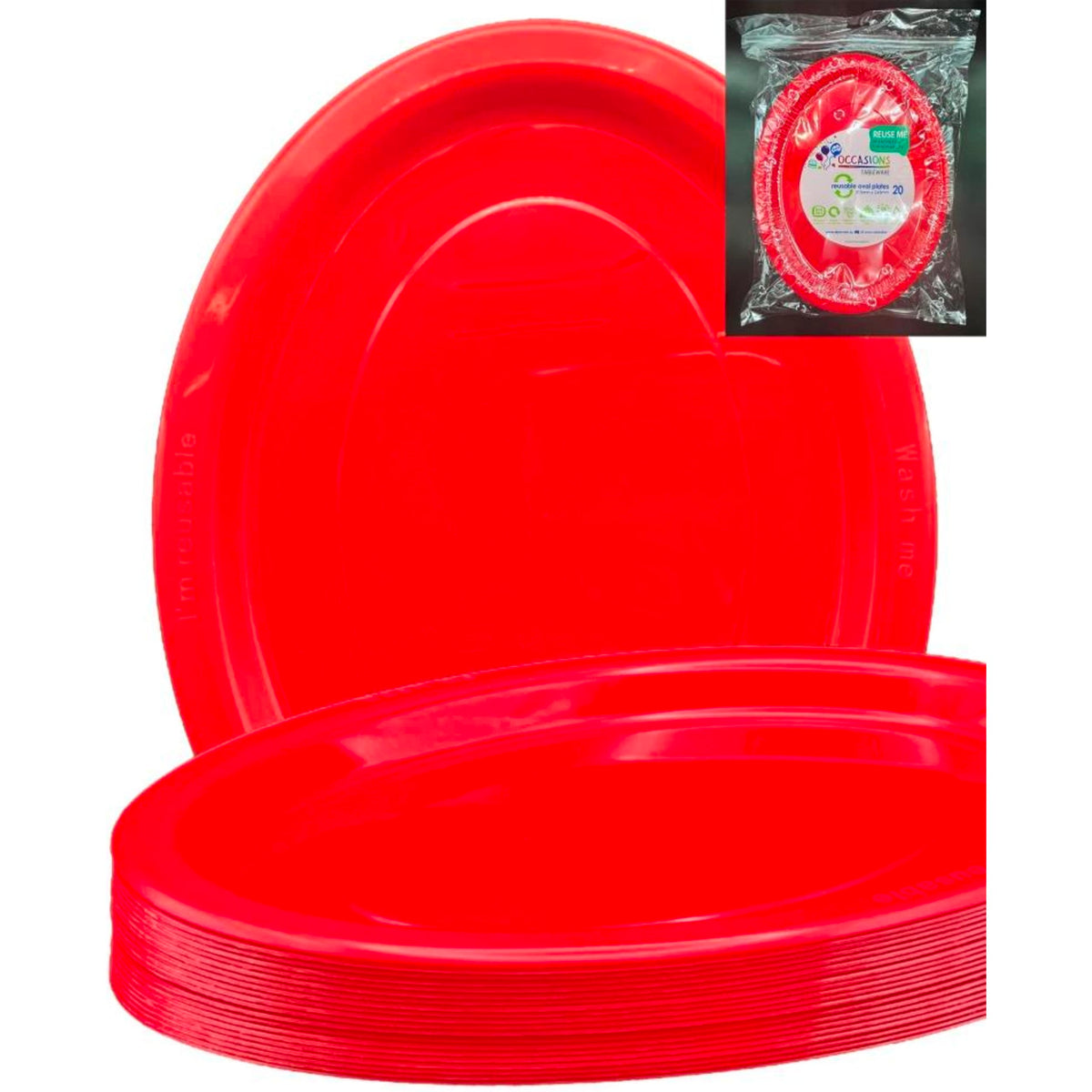 Occasions Red Oval Plate 315x245mm (20 Pack)