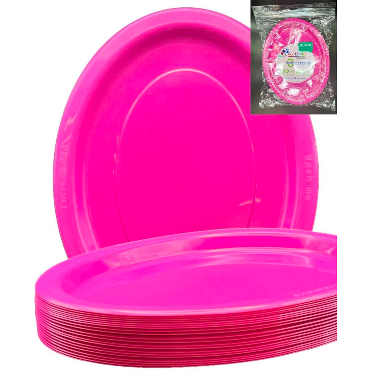 Occasions Magenta Oval Plate 315x245mm (20 Pack)