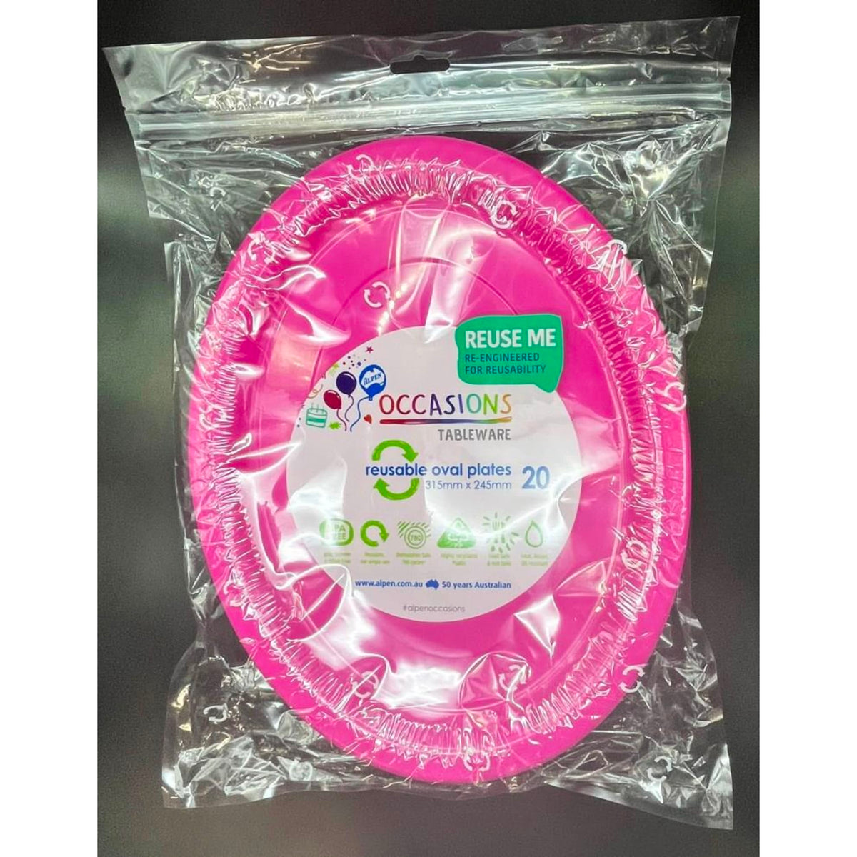 Occasions Magenta Oval Plate 315x245mm (20 Pack)