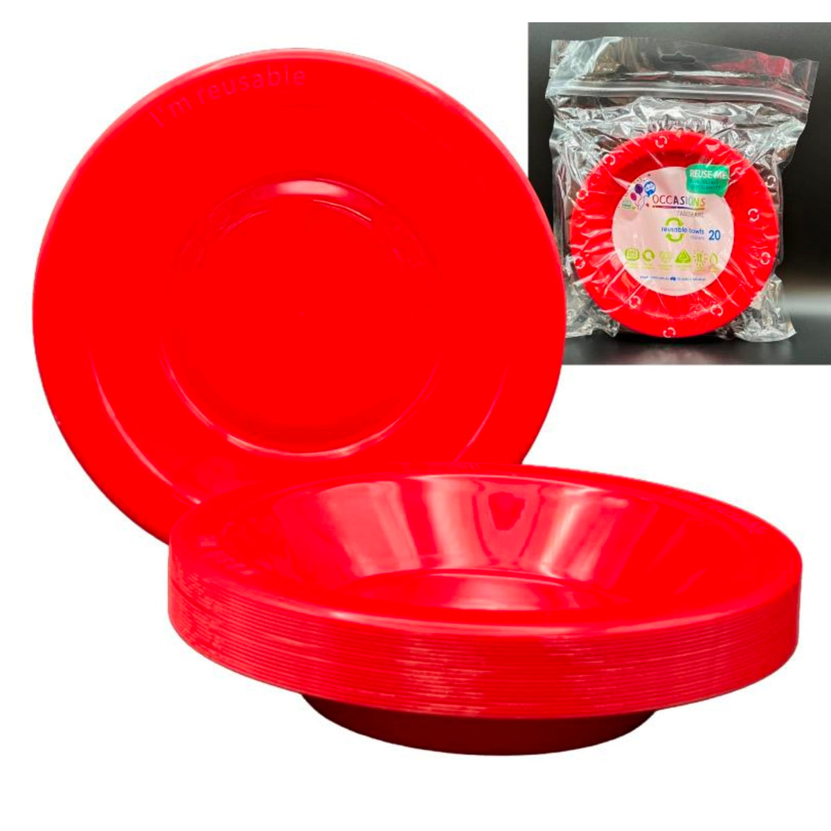 Occasions Red Bowl 180mm (20 Pack)