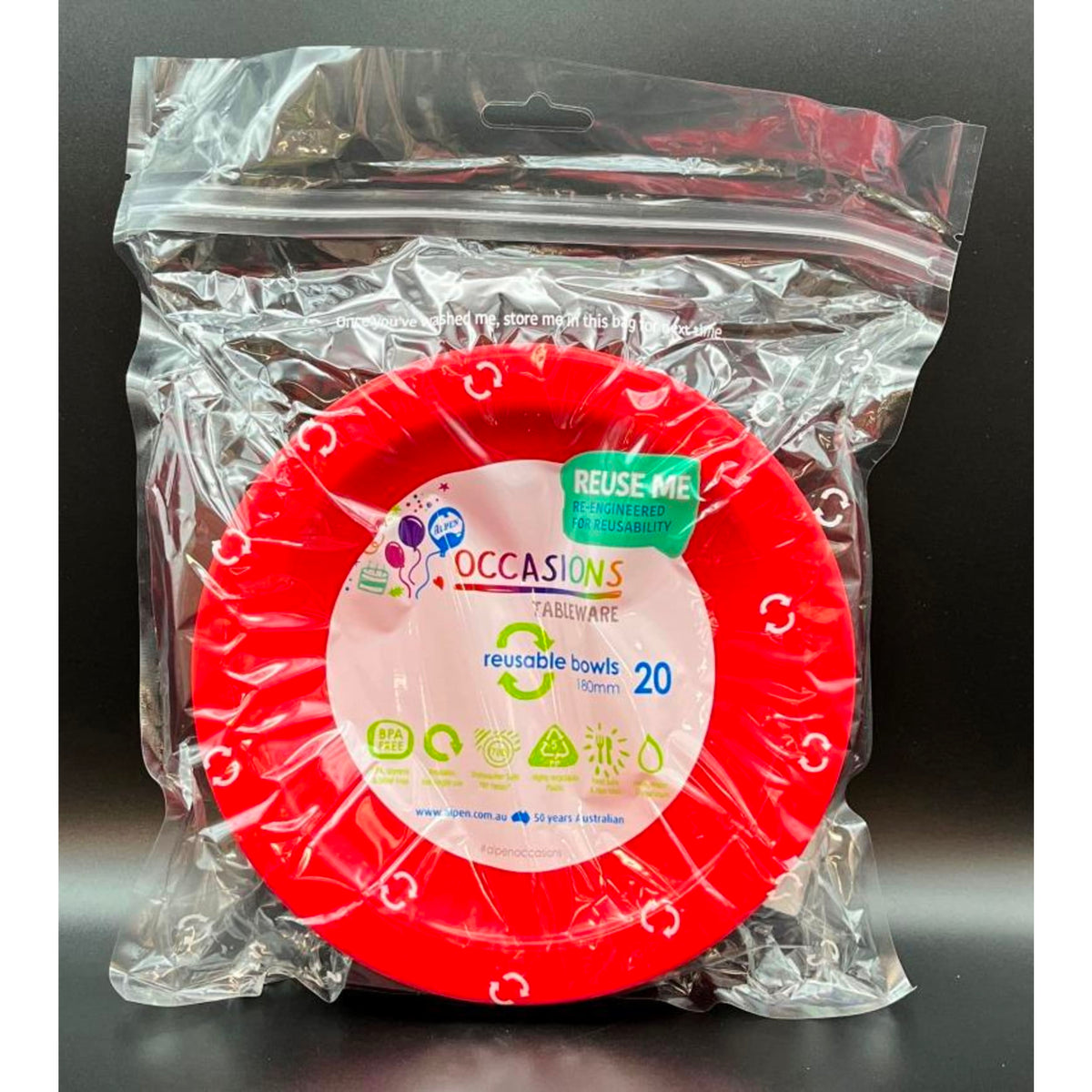 Occasions Red Bowl 180mm (20 Pack)
