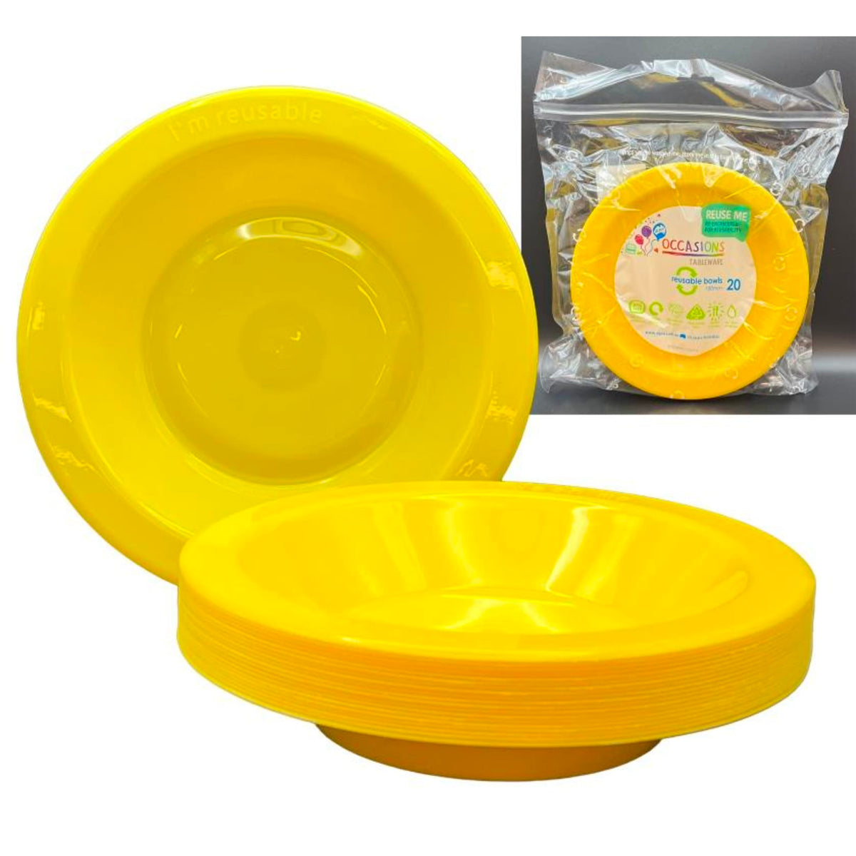 Occasions Yellow Bowl 180mm (20 Pack)