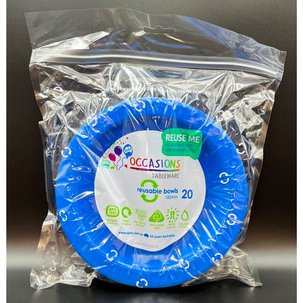 Occasions Royal Blue Bowl 180mm (20 Pack)