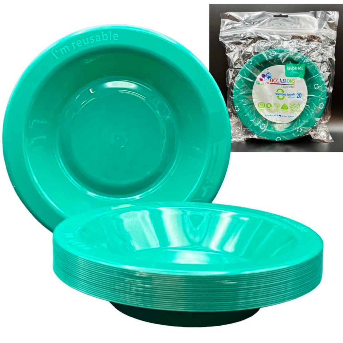 Occasions Green Bowl 180mm (20 Pack)