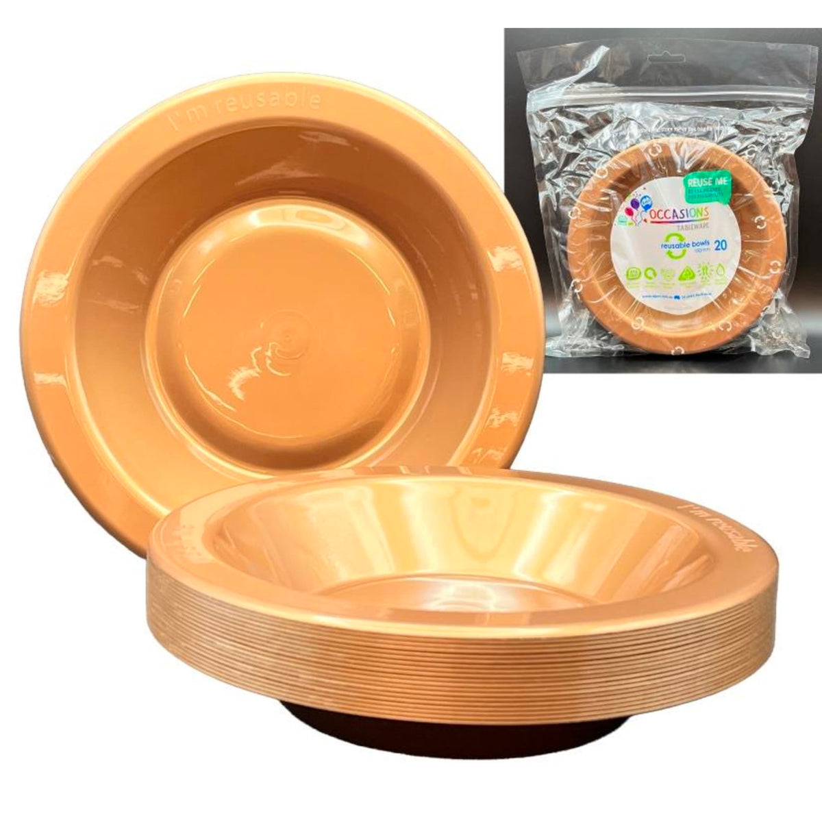 Occasions Rose Gold Bowl 180mm (20 Pack)