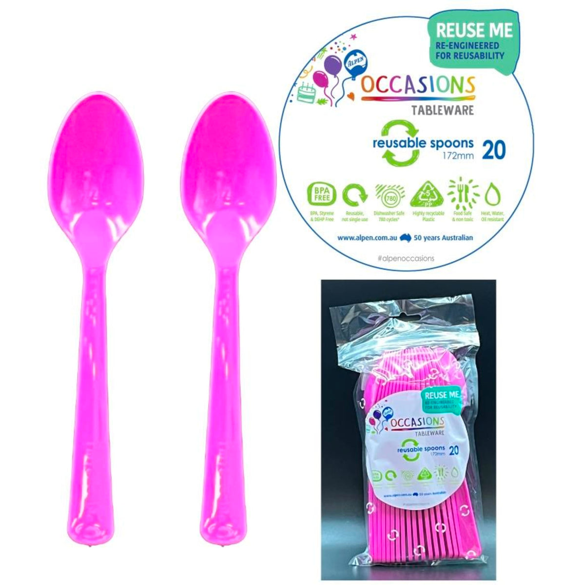 Occasions Magenta Spoon (20 Pack)