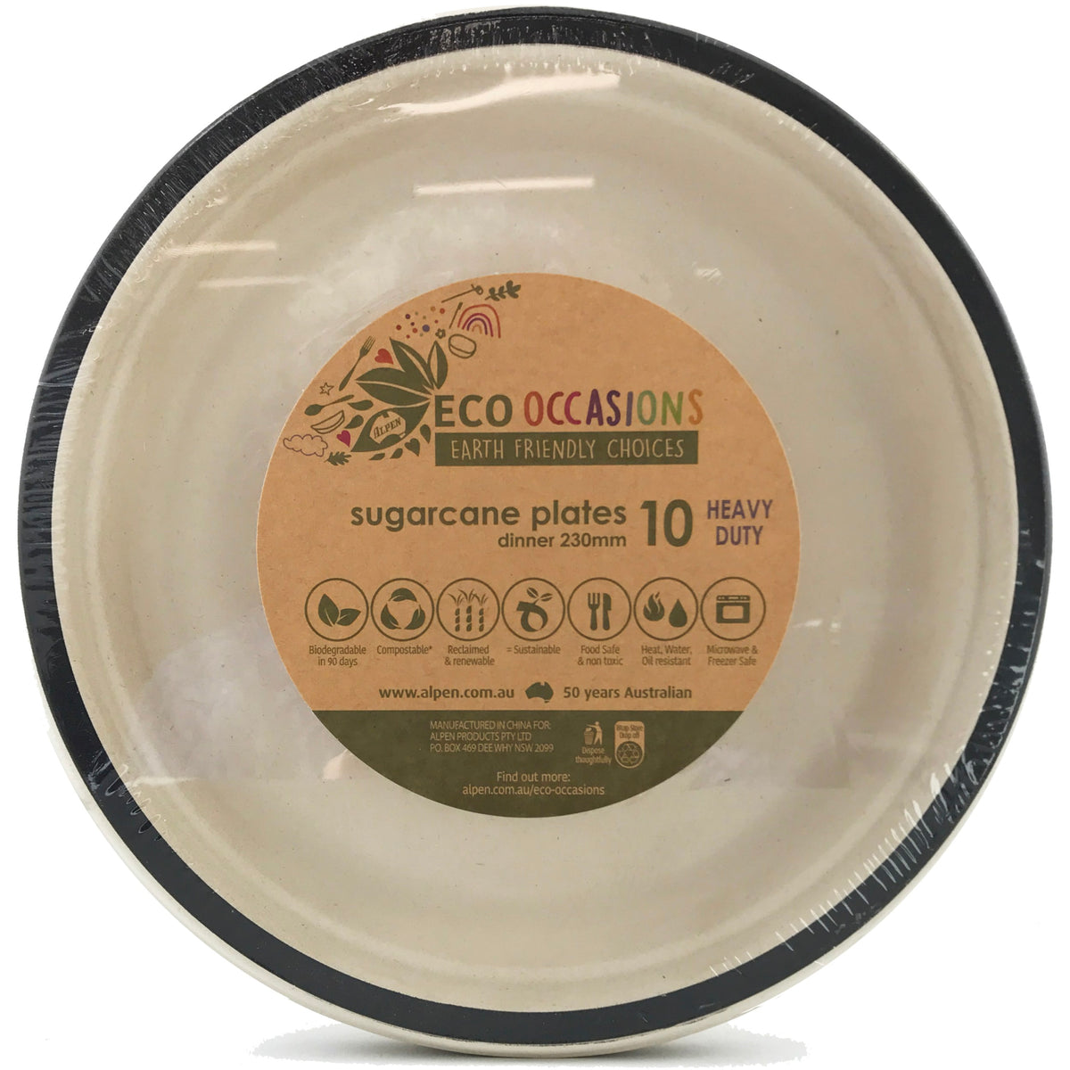 Eco Collection Sugarcane Dinner Plates 230mm Black (10 Pack)