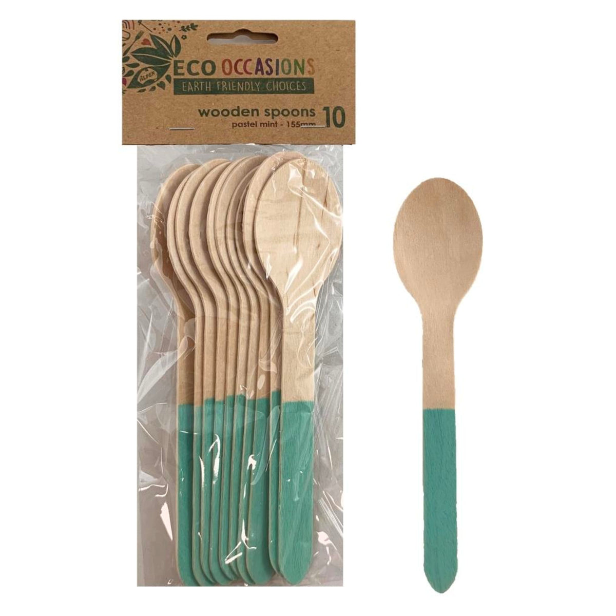 Eco Collection Wooden Spoons Mint (10 Pack)