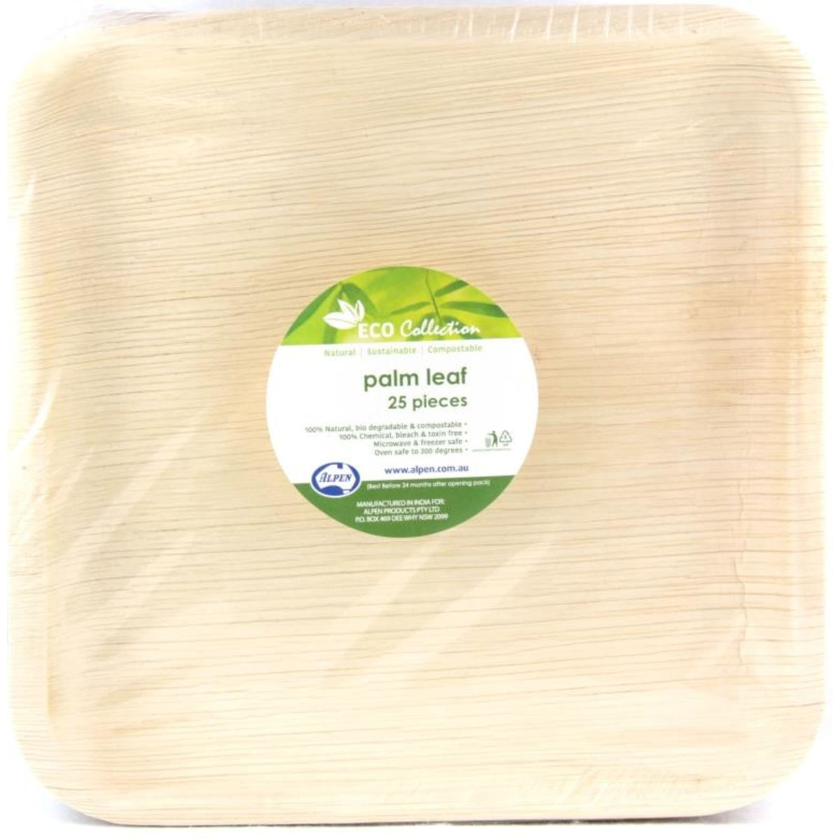 Eco Collection Palm Leaf Square Plate 10inch 250x24mm deep (25 Pack)