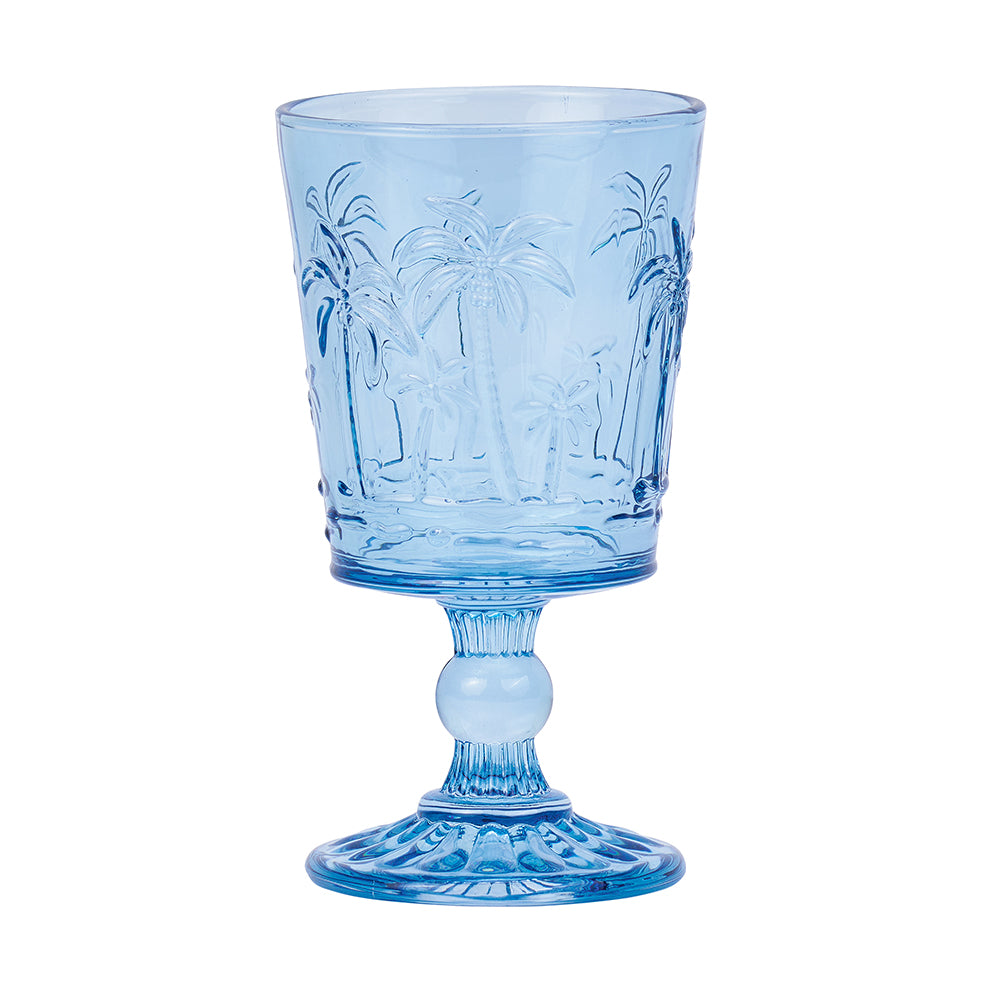 Annabel Trends Goblet Glass Set Palm Tree Blue