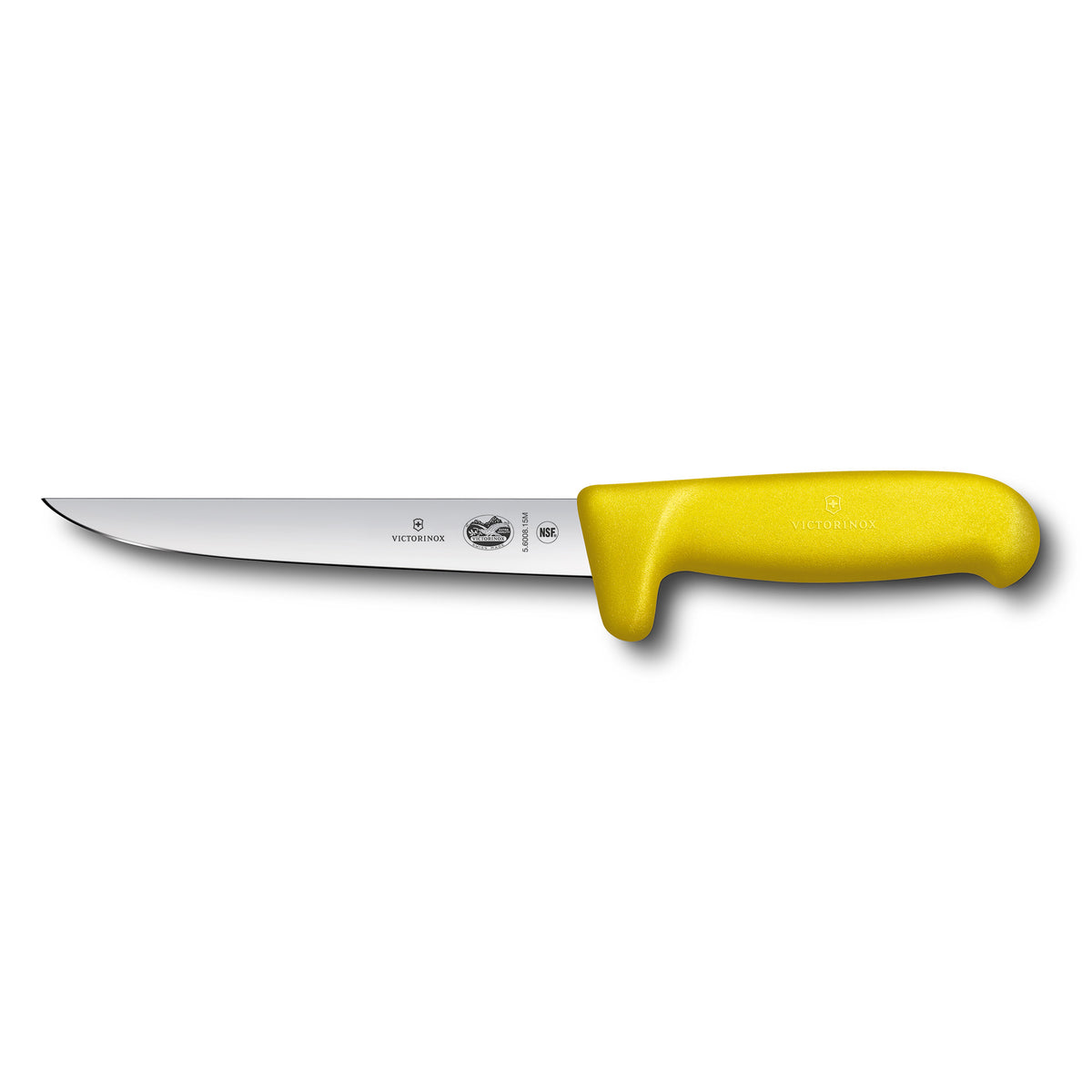 Victorinox Fibrox Boning Knife Straight Edge Wide Blade Safety Grip 15cm (Yellow)