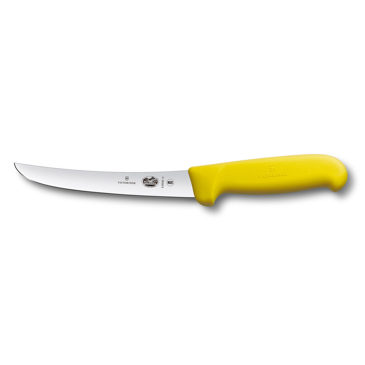 Victorinox Fibrox Boning Knife Curved Wide Blade 15cm (Yellow)