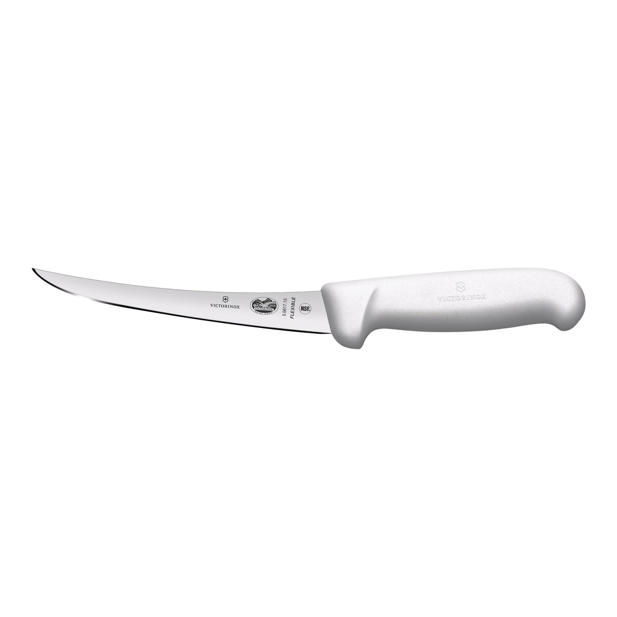 Victorinox Fibrox Boning Knife Curved Narrow Flexible Blade 15cm (White)