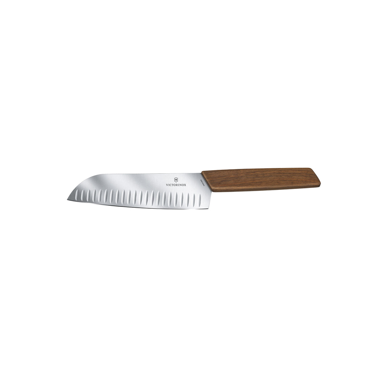 Victorinox Swiss Modern Santoku Knife Fluted Blade 17cm (Walnut)