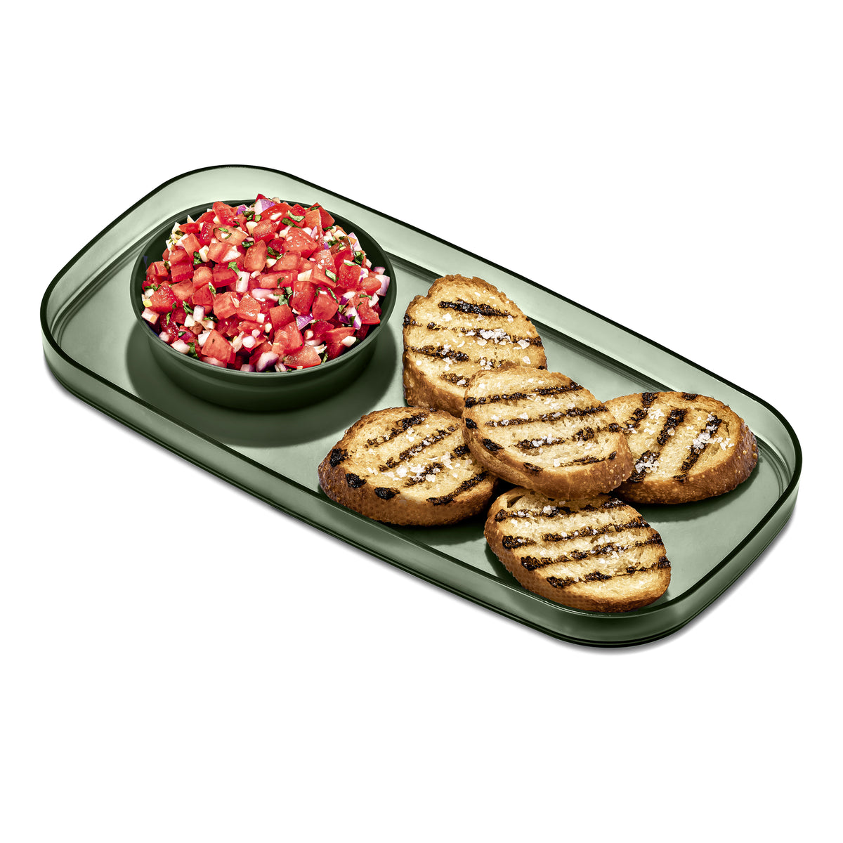 Madesmart Dipware Appetiser Tray ith Bowl - Olive Green