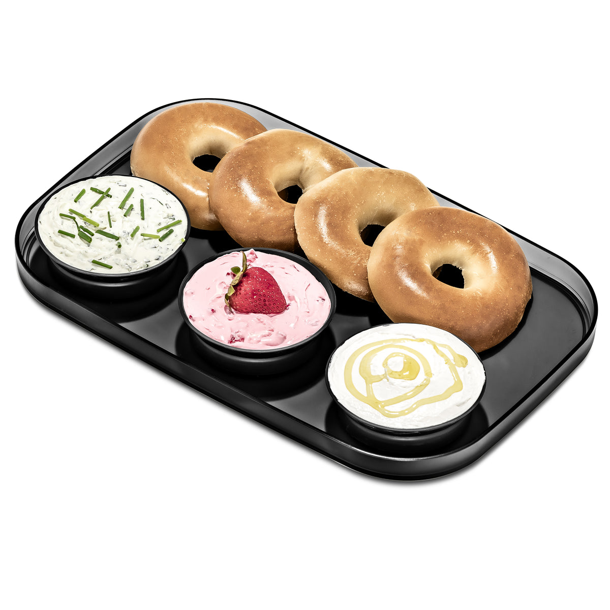 Madesmart Dipware Large Serving Tray with 3 Bowls - Carbon Black