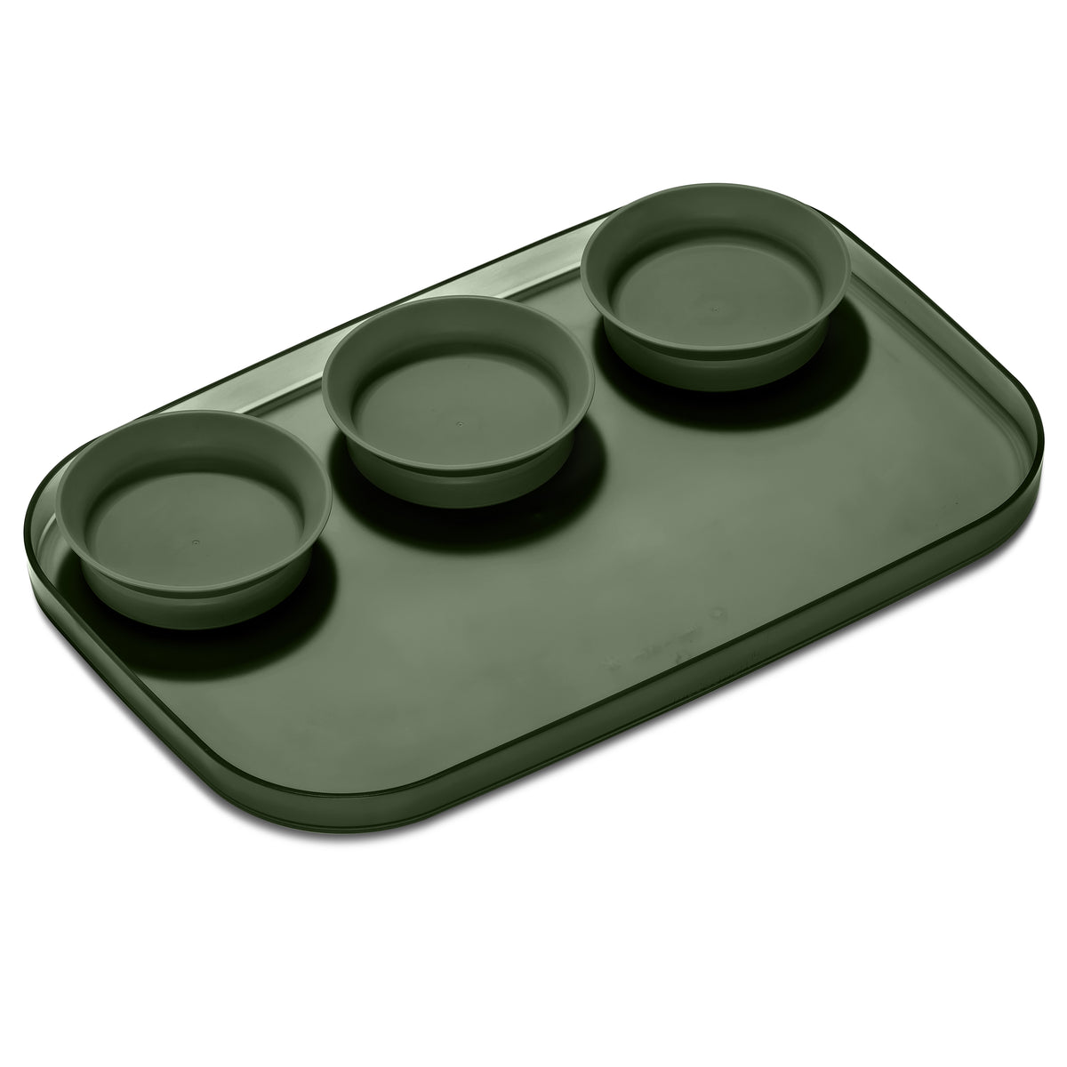 Madesmart Dipware Large Serving Tray with 3 Bowls - Olive Green