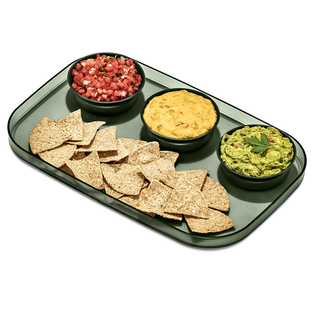 Madesmart Dipware Large Serving Tray with 3 Bowls - Olive Green