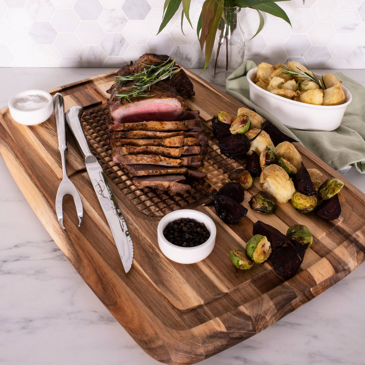 Peer Sorensen Reversible Carving Board 56x39x3.8cm - Acacia Wood