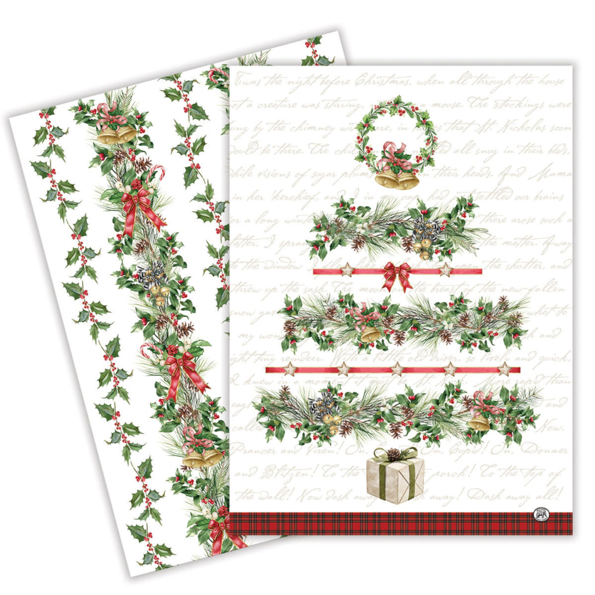Michel Design Works Tea Towel 50.8x71.1cm (20x28 Inch) Holiday Garland (Set of 2)
