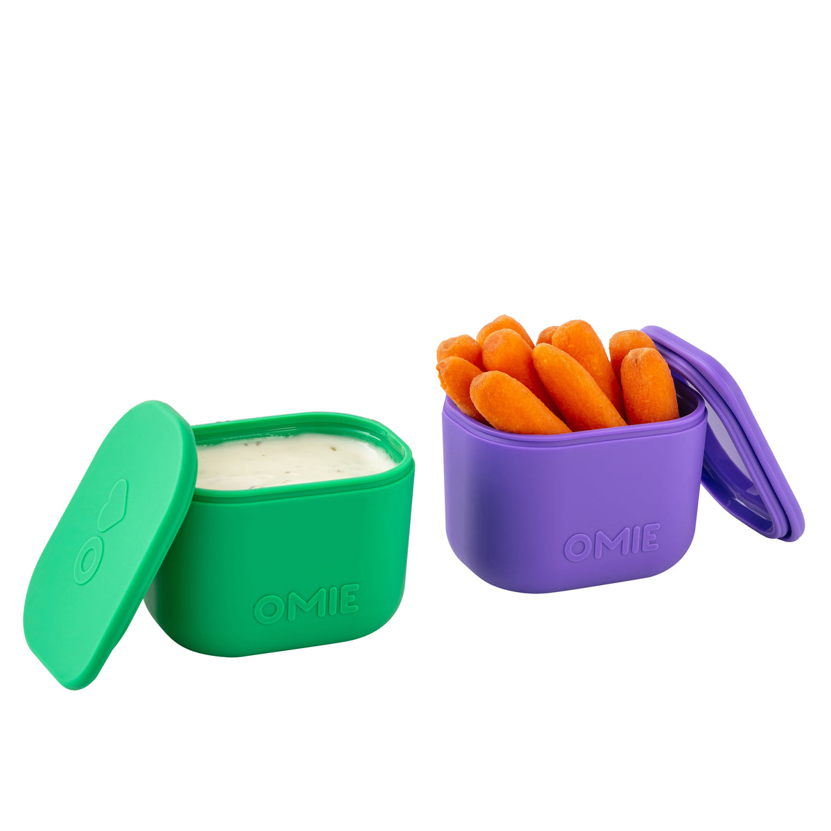 OmieBox UP Silicone Dip Containers Set 2 - Purple/Green