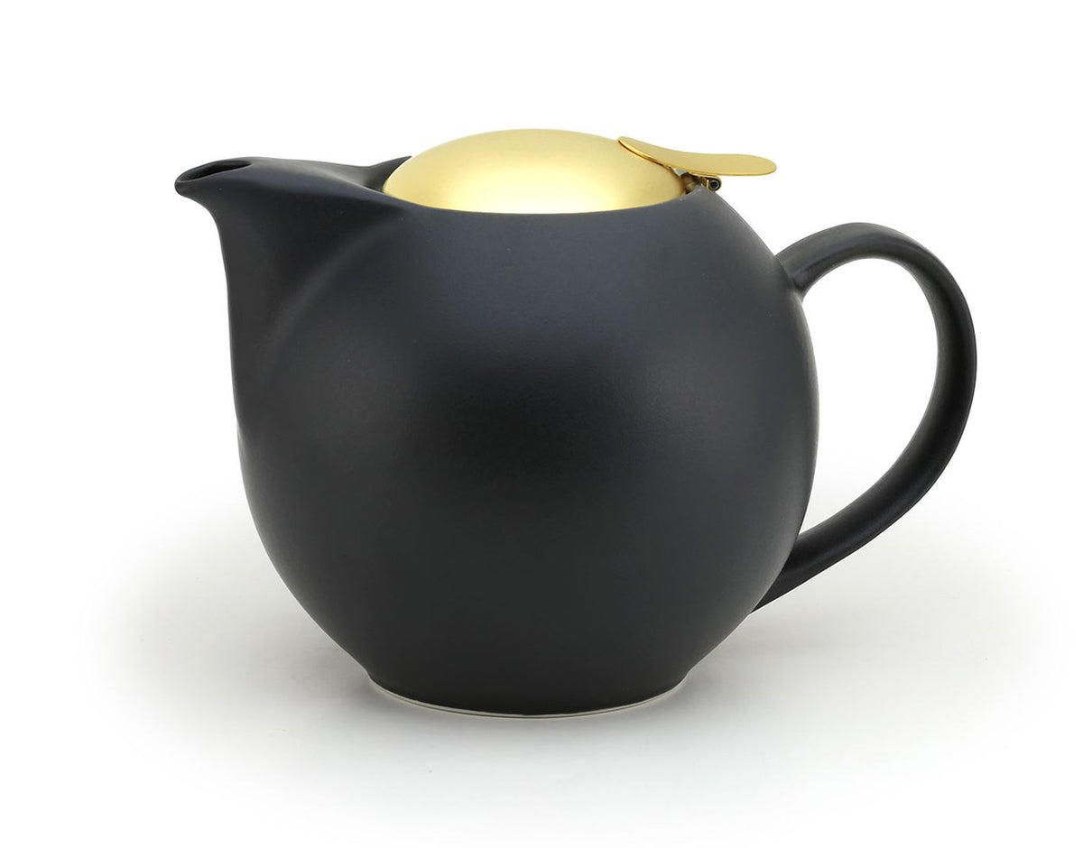 Zero Japan Nobu Black Universal Teapot 1000ml with Gold Lid