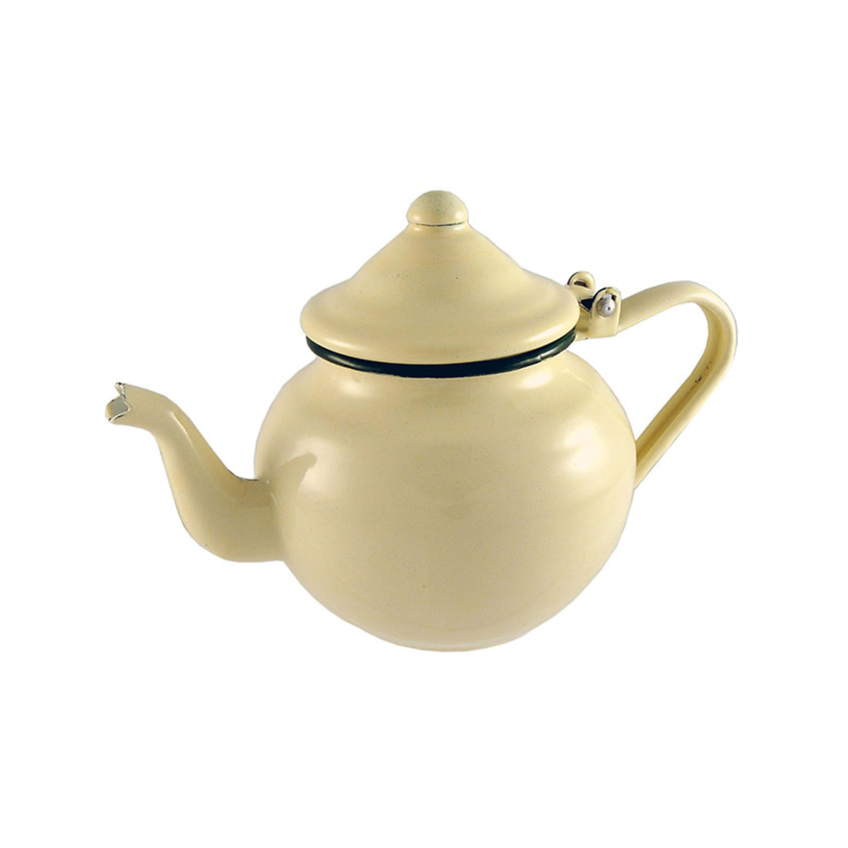 Urban Style Enamelware Teapot 700ml - Cottage with Green Rim