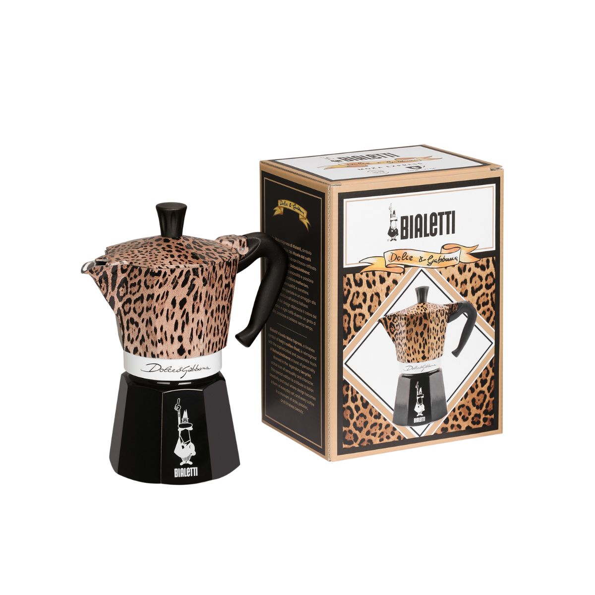 Bialetti Dolce & Gabbana Leopardo Moka Express 6 Cup (270 ml) Stovetop Coffee Maker