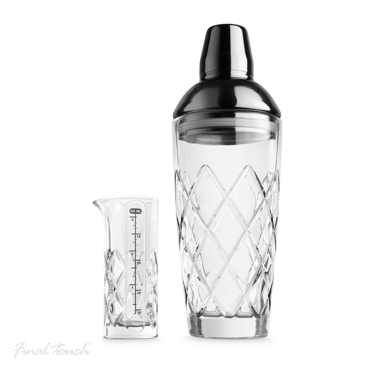 Final Touch Yarai Shaker And Jigger Set – Black Chrome