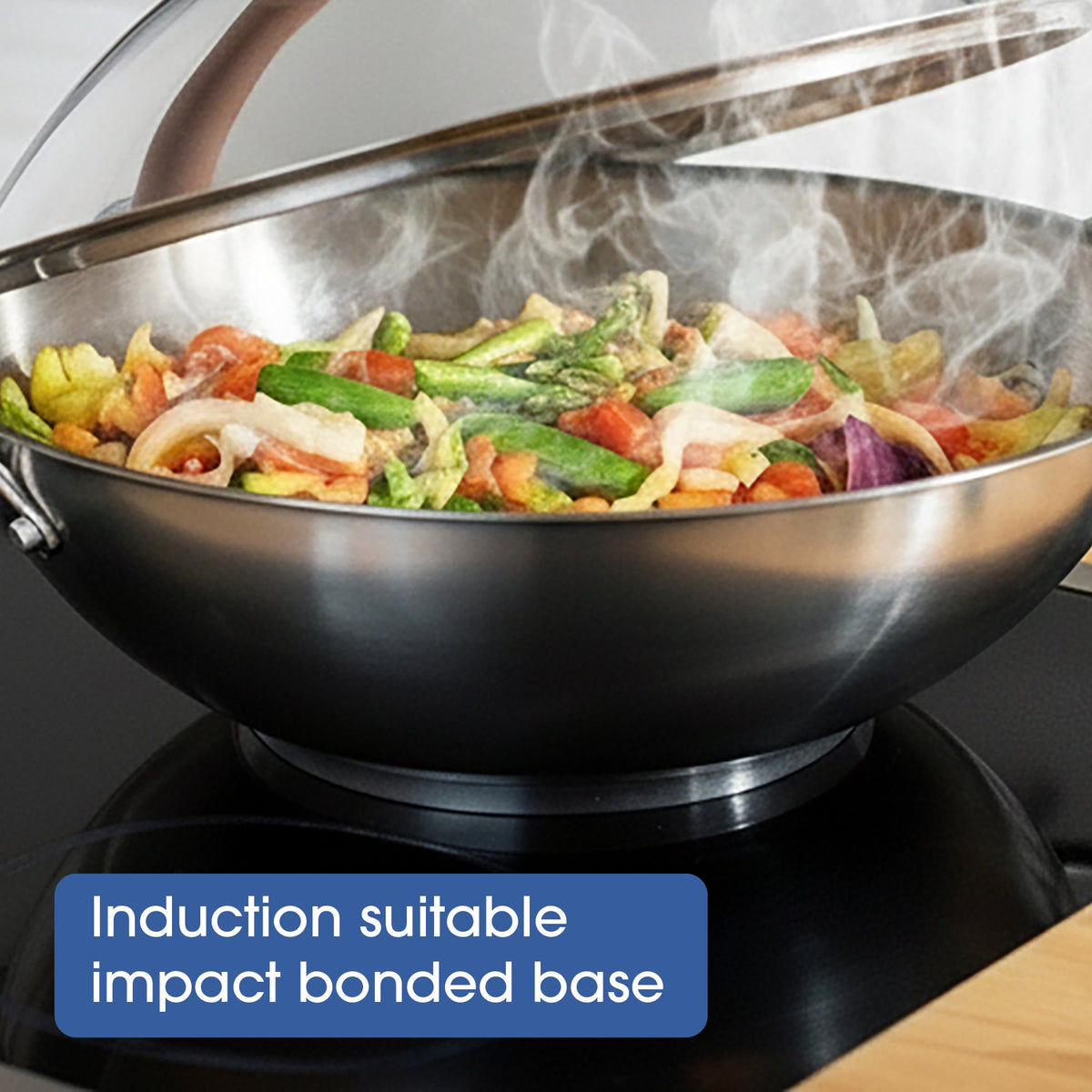 RACO Steel Essentials Stainless Steel Induction Covered Wok 36cm
