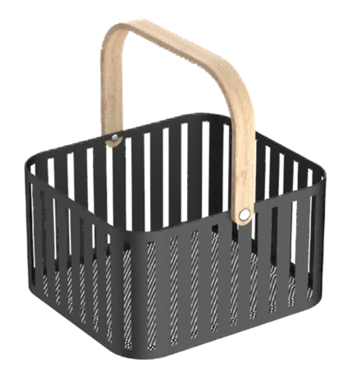Hudson Storage Basket With Wooden Handle - 25cm x 25xm 15.4cm