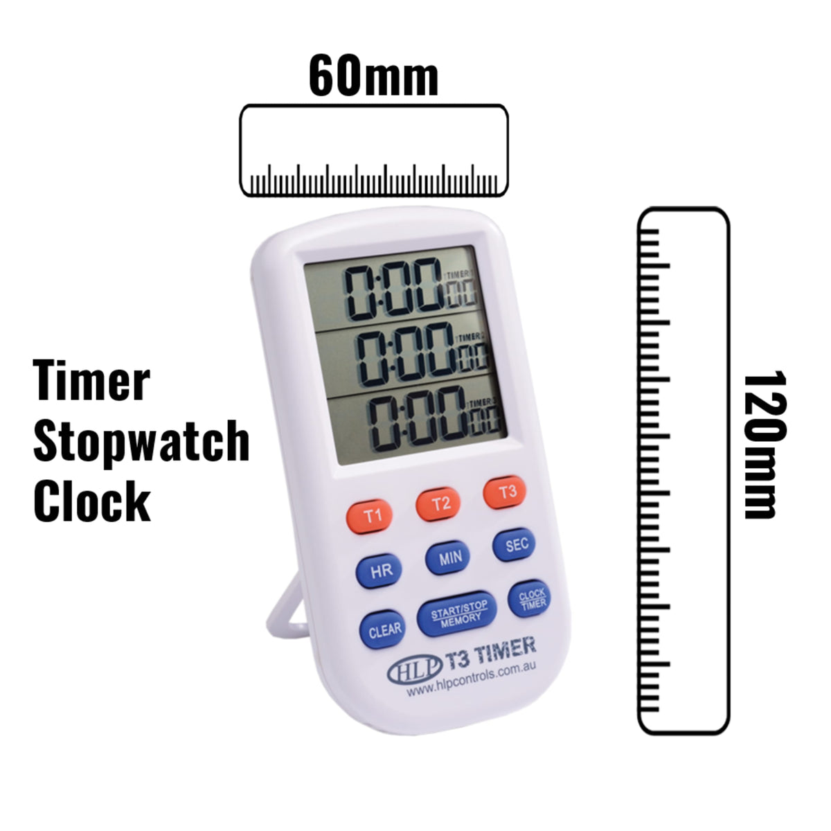 HLP T3 Timer 3 Channel Digital Timer with Clock