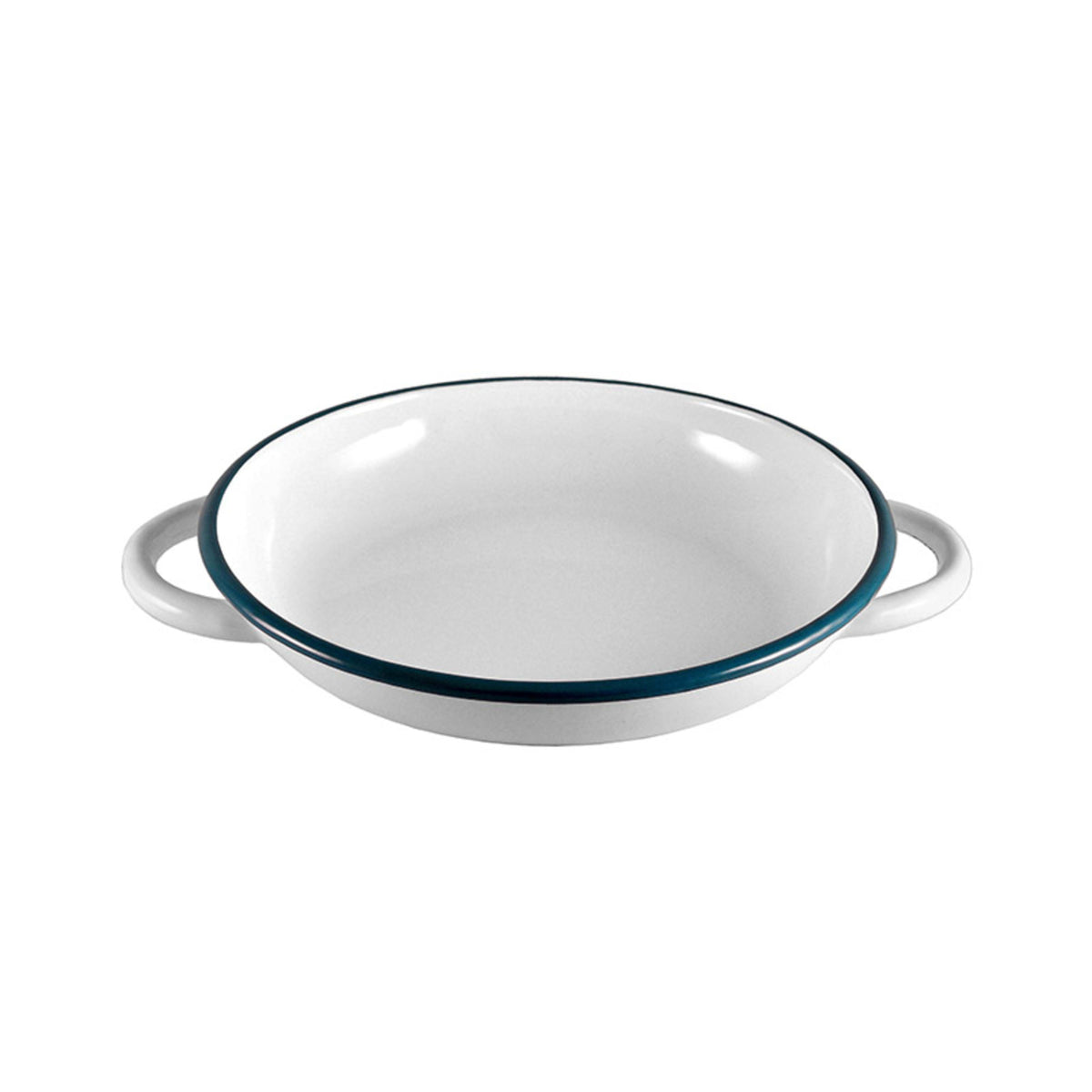 Urban Style Enamelware Ragout Plate with Handles 24x4.1cm - White with Blue Rim